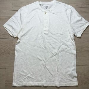 J. Crew White Short Sleeve Henley 3 Button T-shirt 100% Cotton White Size Medium
